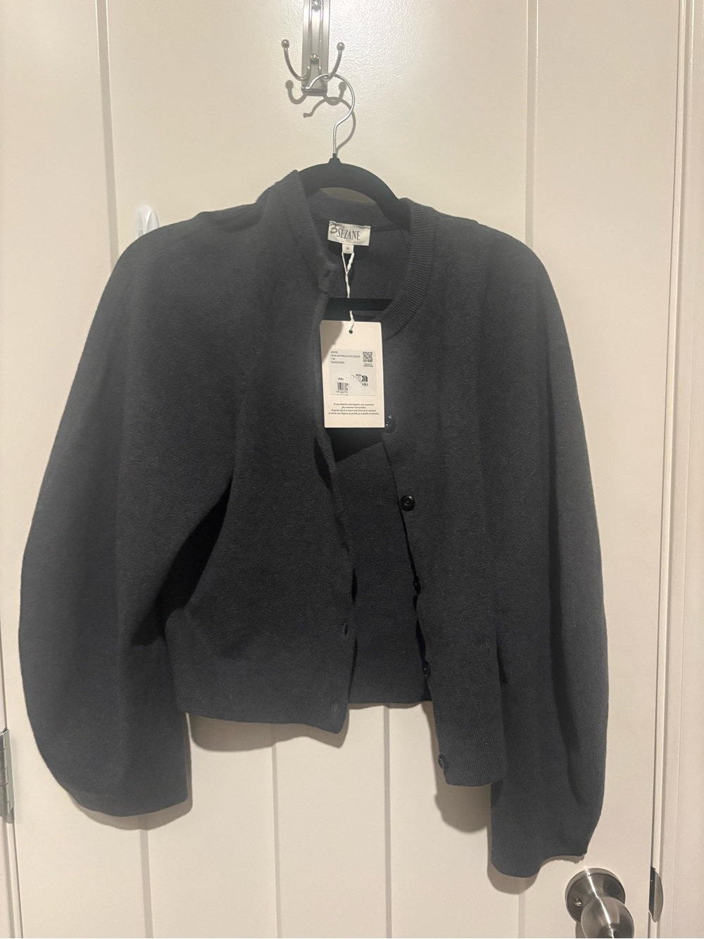 Sezane ANNE CARDIGAN Medium Mottled Charcoal Grey NWT - Picture 3 of 5